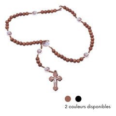 Wooden rosary on black pater cord 8 mm image