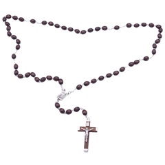 Pater guilloche wooden rosary 6mm black