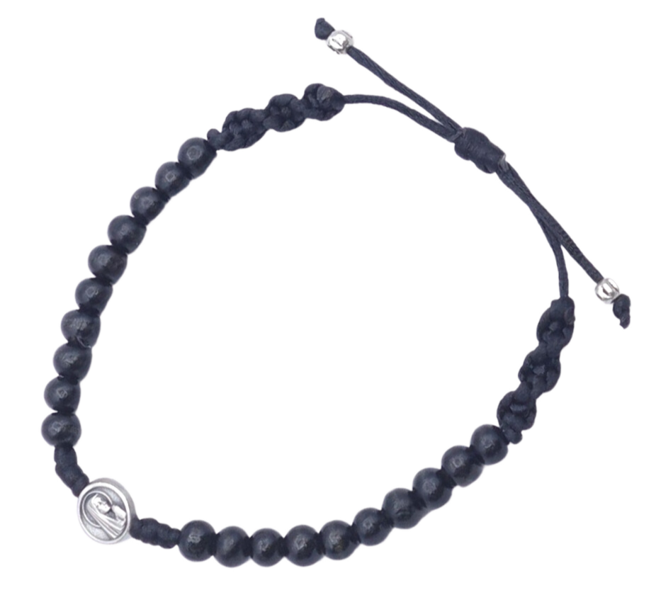 Pulsera con cordón grueso de medalla marrón o negro (precio unitario)
