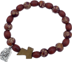 BRACELET BOIS MARBRE SUR ELASTIQUE