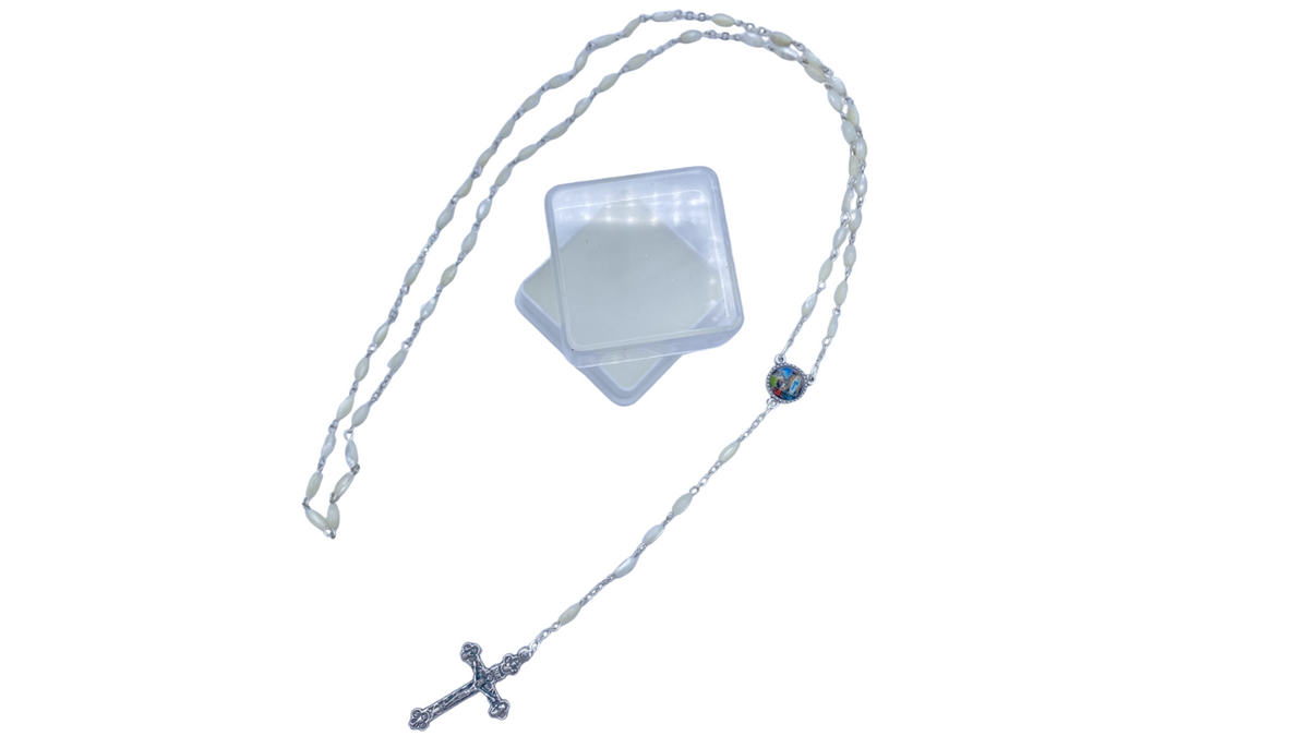 SMALL OVAL MOTHER OF PEARL ROSARY