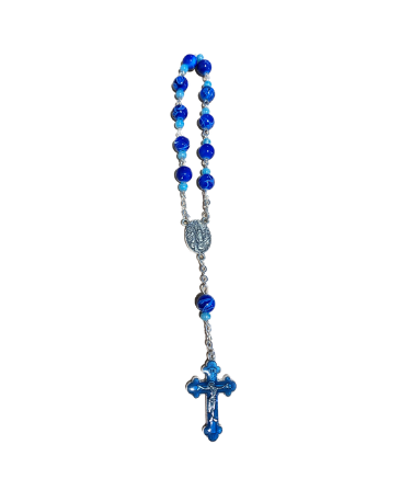 TEN MARBLE BEAD ENAMELED CROSS