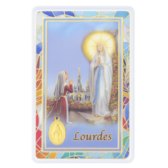 Carte Prière, Bordures Colorées, Médaille Miraculeuse, Multilingue - SERAL I Souvenirs de Lourdes