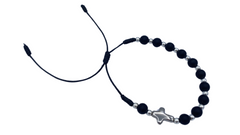 Bracelet pierre noire 6 mm serrage corde