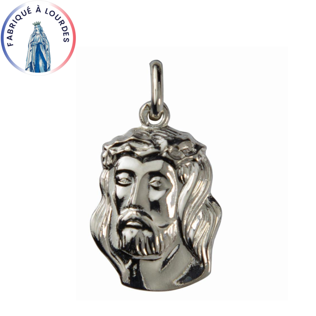 925/000 Silver Medal Head of Christ 20x13 mm