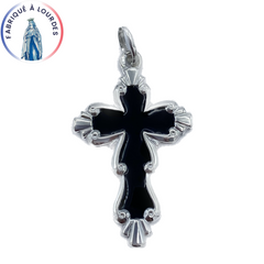 Black enamel silver cross