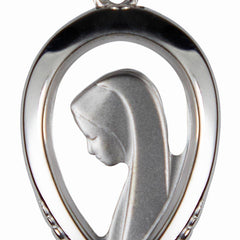 Medaglia d'argento 925/000 Vergine di profilo a forma di goccia d'acqua