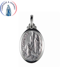 925/000 Silver Medal Apparition of Lourdes Oval 17X13mm