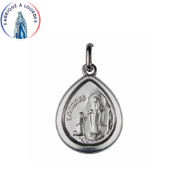 925/000 Silver Medal Apparition of Lourdes Pear Shape