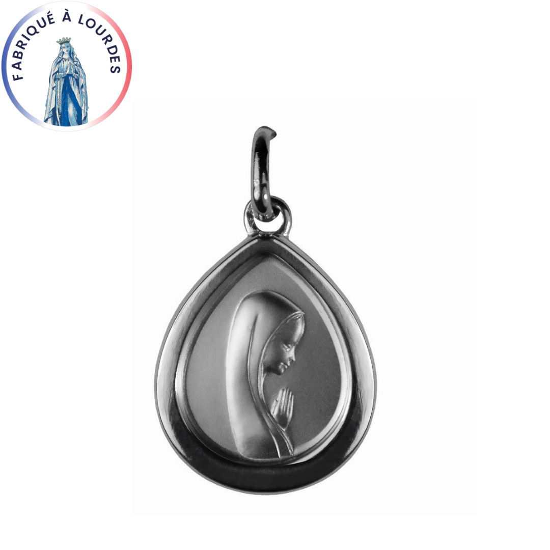 925/000 Silver Medal Virgin in Pear Shape Profile