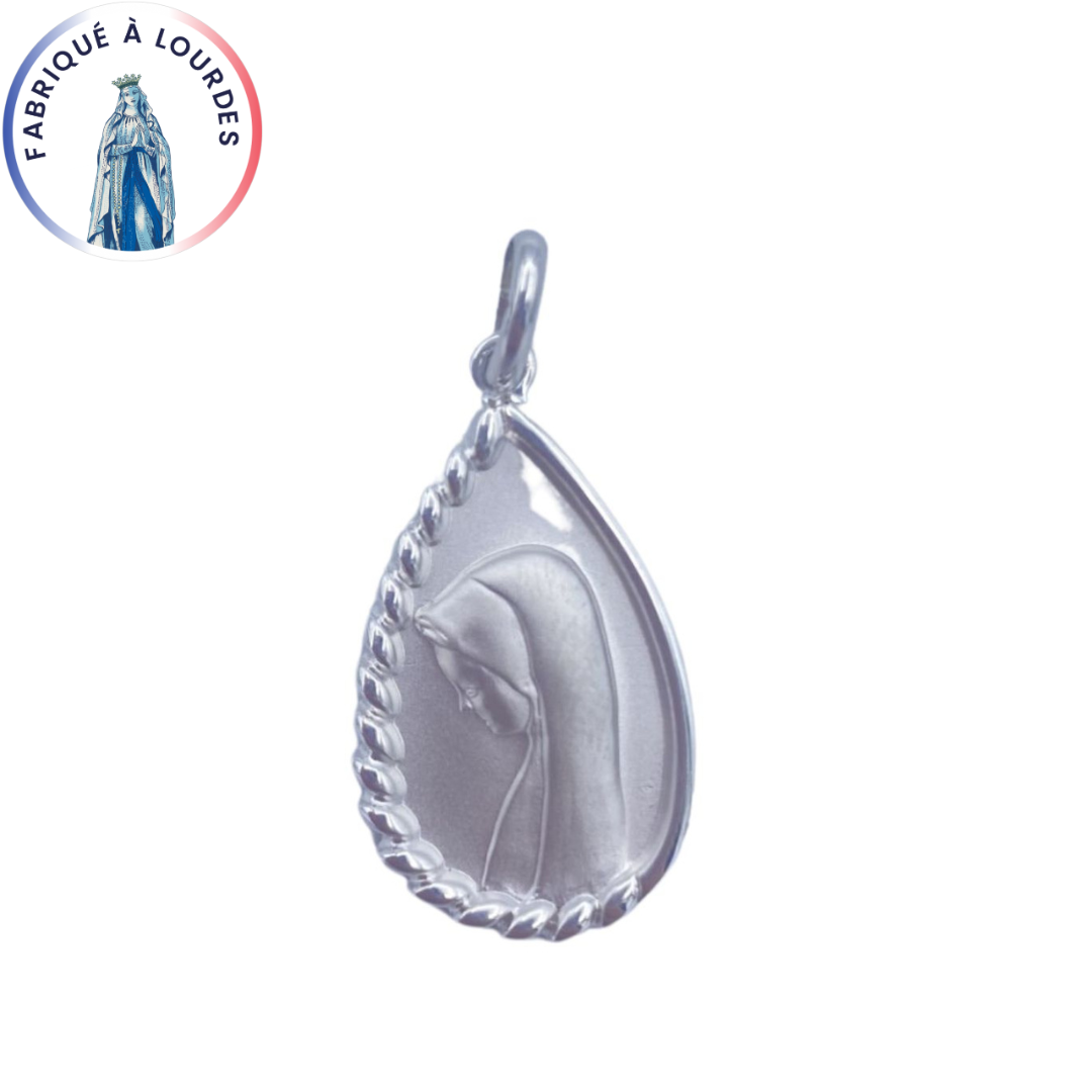 Médaille de la Vierge NGL argent 925 ovale 25 mm
