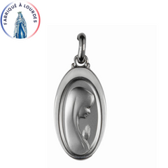 925/000 Silver Medal Profile of the Virgin Oval 26x15 mm