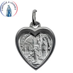 Médaille Argent 925/000 Coeur avec Apparition de lourdes 18mm
