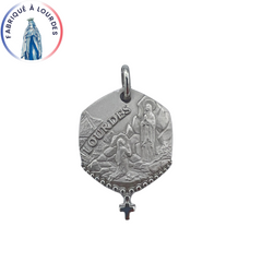 Lourdes Apparition Medal, Silver, octagonal