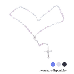 Pearl rosary - pink crystal