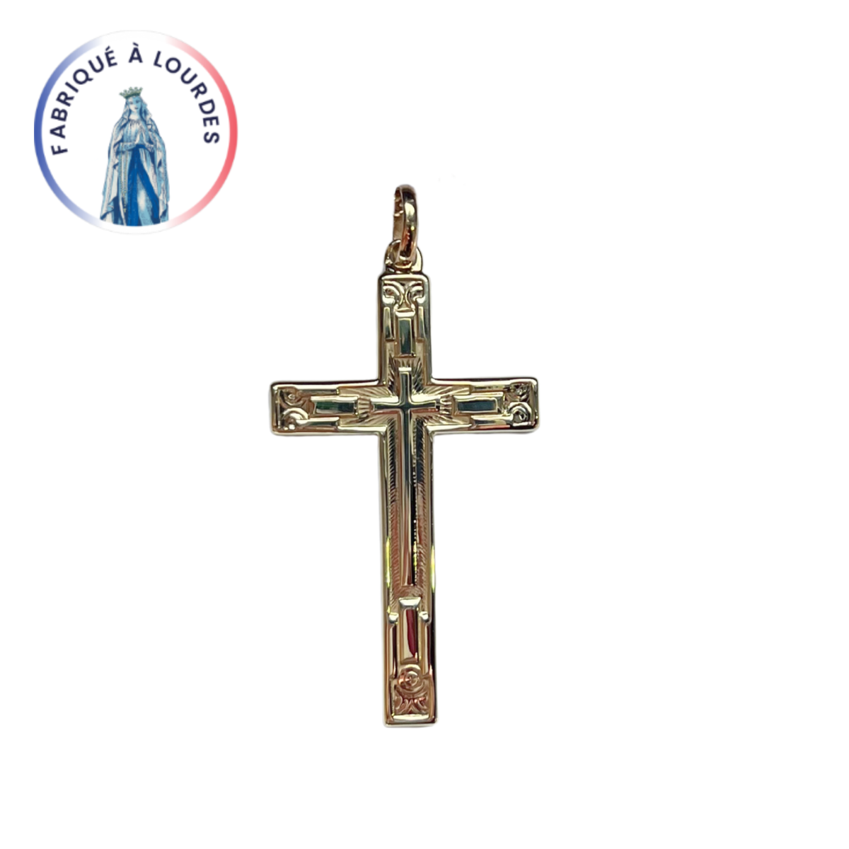 Croix stylisée plaqué or 35x20 mm