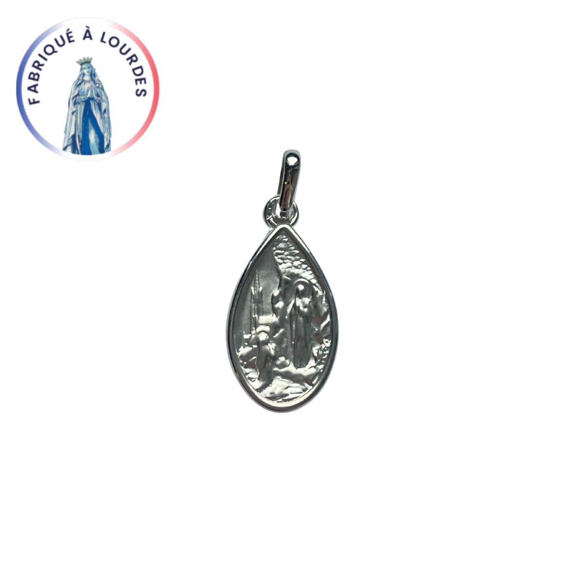 Médaille apparition argent 925 goutte 17x10mm