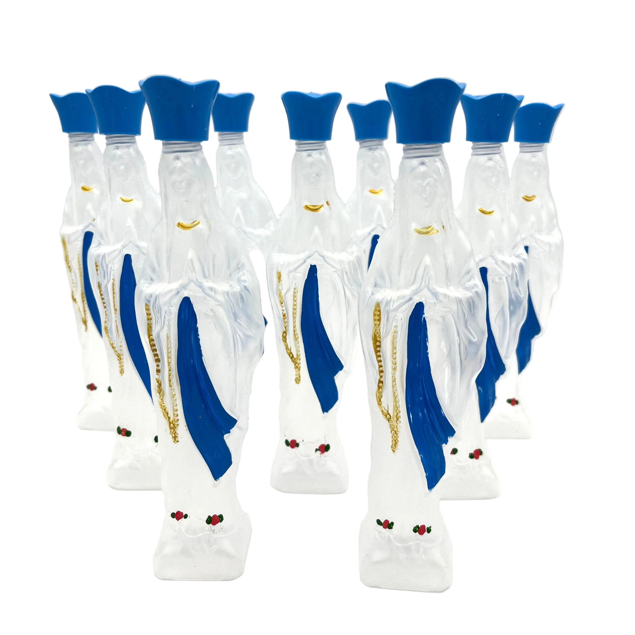 Lot de 9 Bouteilles de la Vierge Marie, Plastique - 17 cm - 93 ml - SERAL I Souvenirs de Lourdes