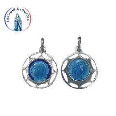 Virgin medal, silver, round 18 mm, 2-tone grand feu enamel on both sides