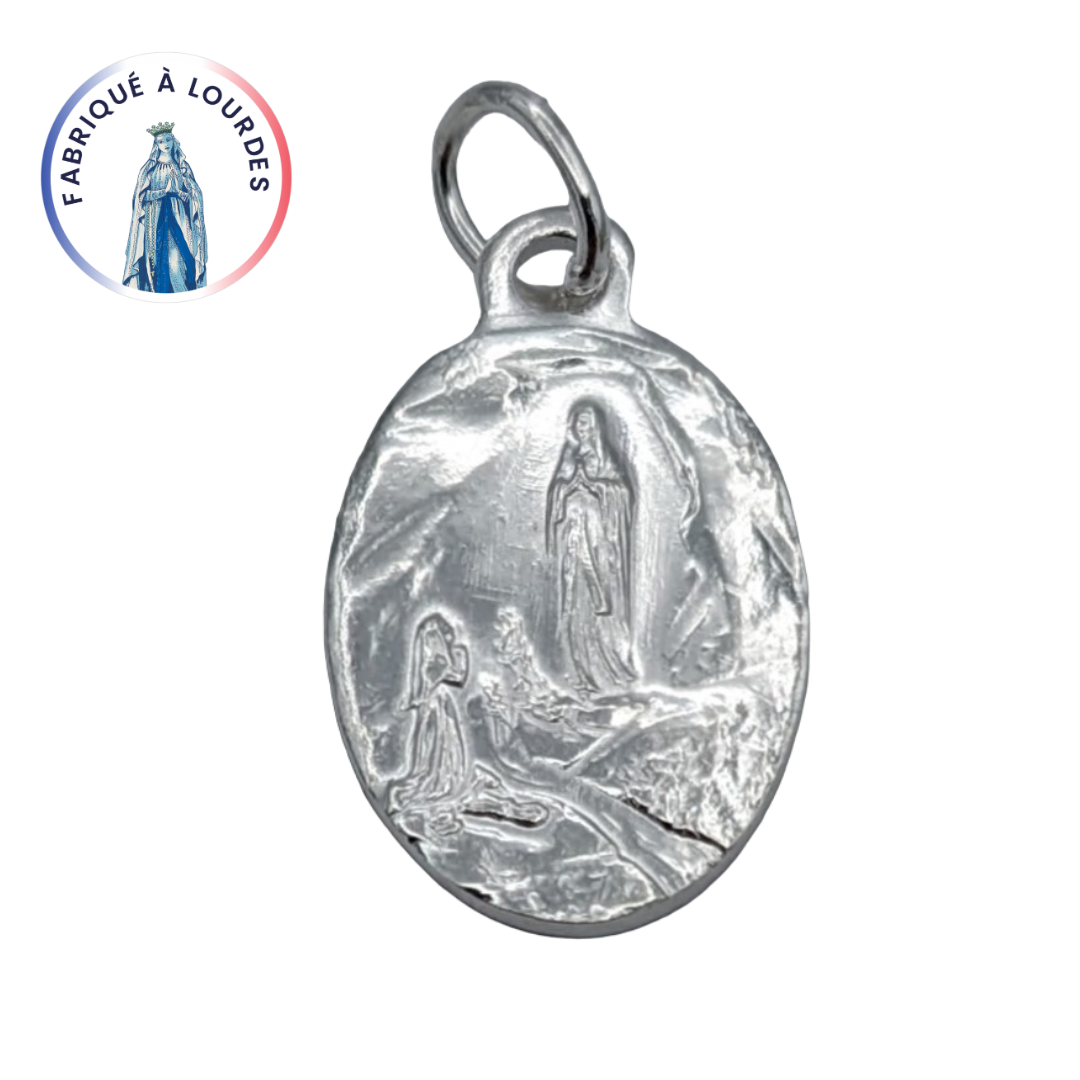 Médaille apparition ovale argentée 20x13 mm