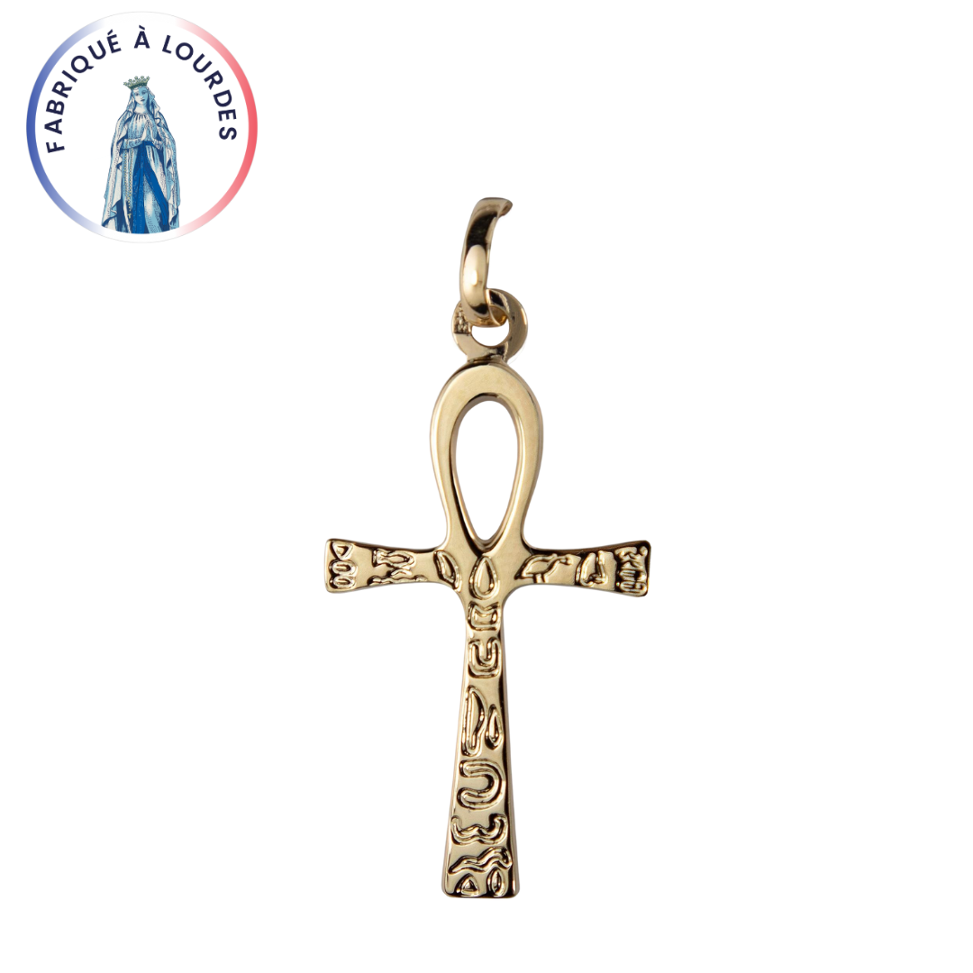 Cross of life gold plated 3 microns 17x12mm