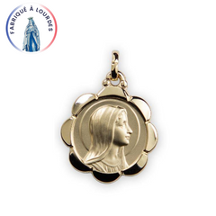 Médaille Fleur Vierge de Profil Plaqué Or - 21x25mm
