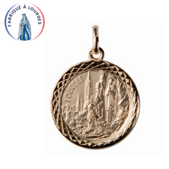 Apparition of Lourdes medal gold-plated 3 microns round 25mm