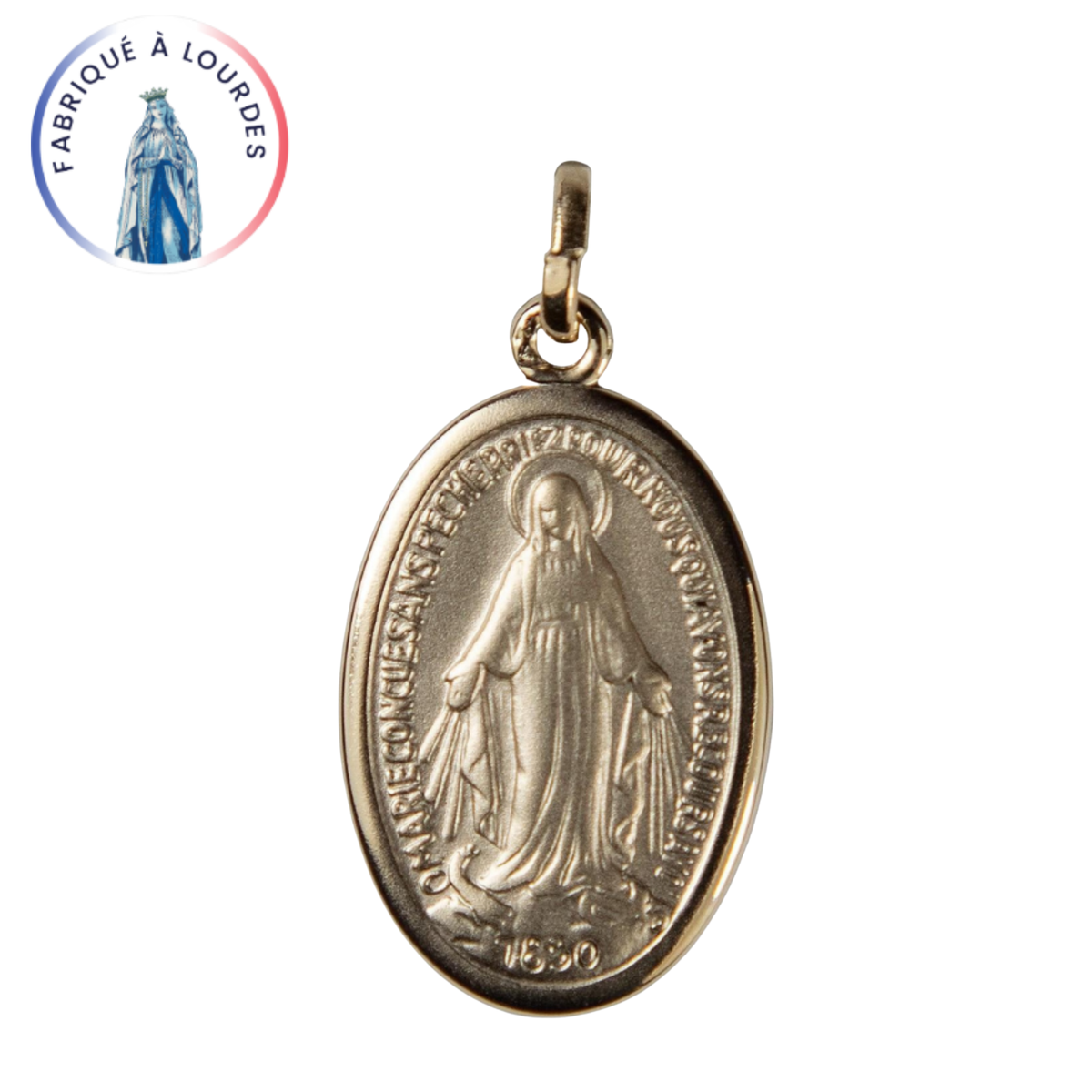 Médaille Miraculeuse, Ovale, Plaqué Or - 23x13 mm - SERAL I Souvenirs de Lourdes