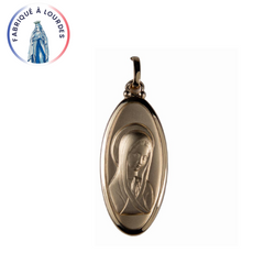 Médaille Vierge de profil plaqué-or 3 microns ovale 30x 15 mm