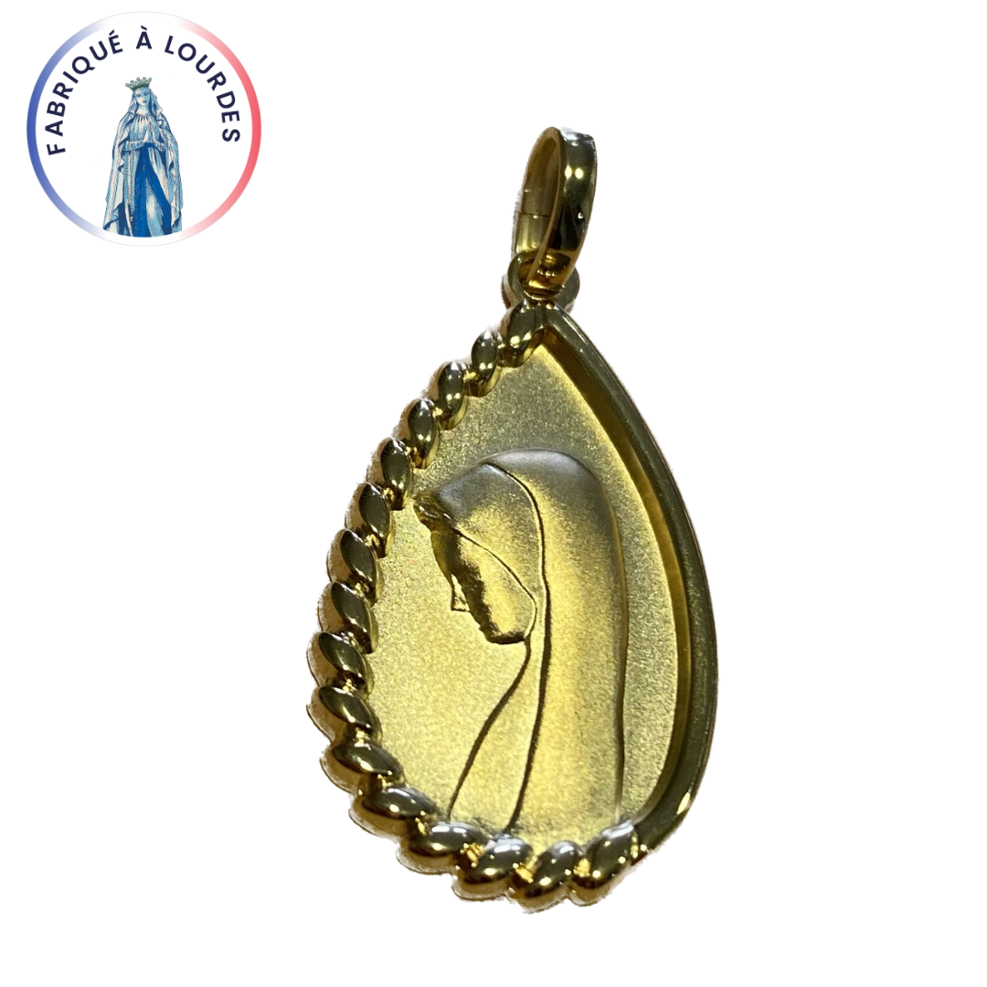 Médaille NGL plaqué or ovale perlée - 25mm