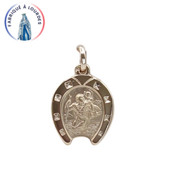 Médaille plaqué-or 3 microns fer à cheval 15 mm représentant le Saint Christophe