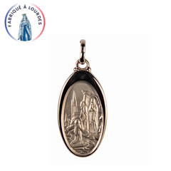 Apparition of Lourdes medal gold-plated 3 microns oval 26x15 mm