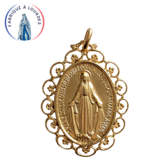 Medaglia Miracolosa PIZZO OVALE OV35 placcata oro