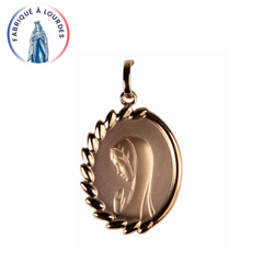 Médaille Vierge de Profil plaqué-or 3 microns ovale.