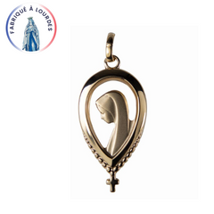 Médaille Vierge de profil plaqué-or 3 microns forme goutte d'eau