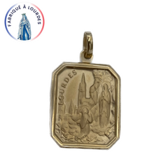 Médaille Lourdes NGL plaqué or rectangulaire 22X17mm