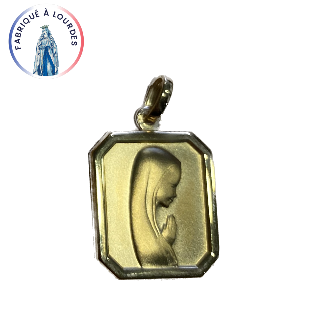 Médaille de la Vierge NGL plaqué or  rectangulaire 22X17mm