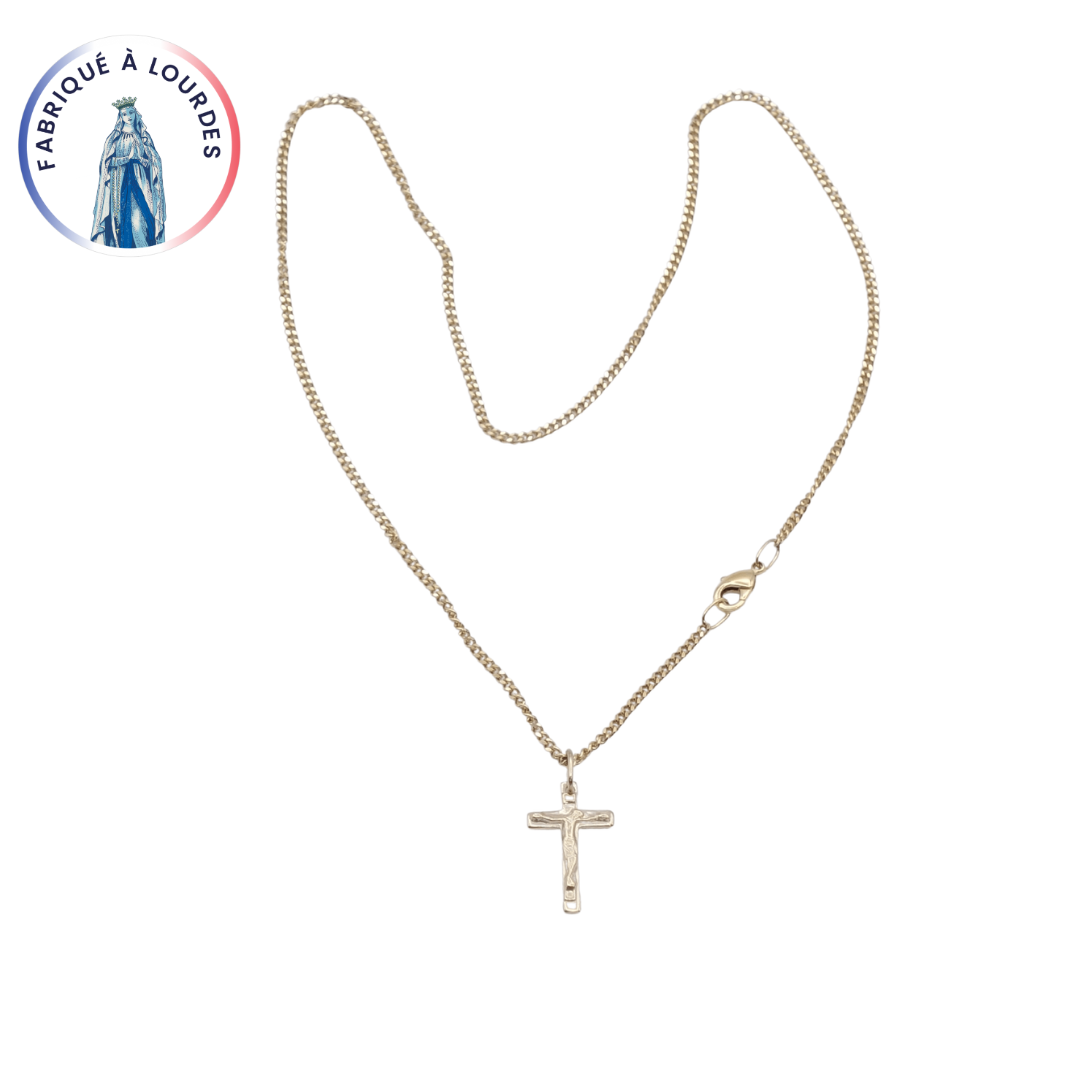 Golden adornment composed of a 20x12mm Christ cross and a 45 cm chain