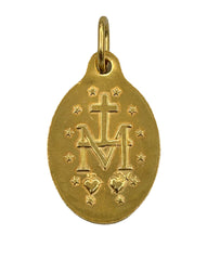 Miraculous medal, Golden Oval in 24 carat fine gold, white background