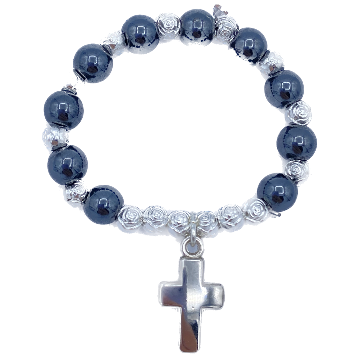 DIZAINE HEMATITE RONDE + ROSES