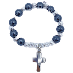 DIZAINE HEMATITE RONDE + ROSES