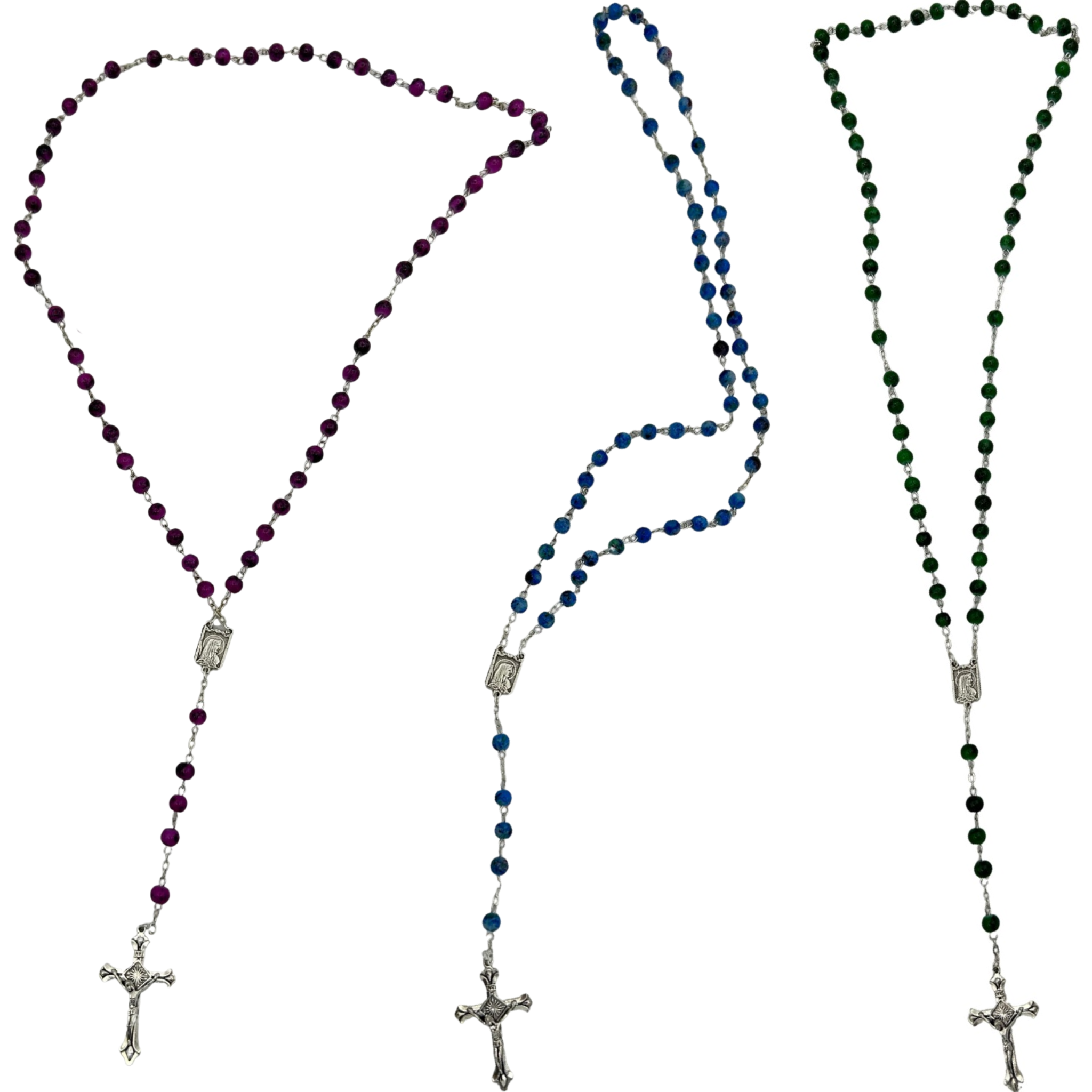 Chapelet en verre (Amethiste, Saphir, Vert) - SERAL I Souvenirs de Lourdes