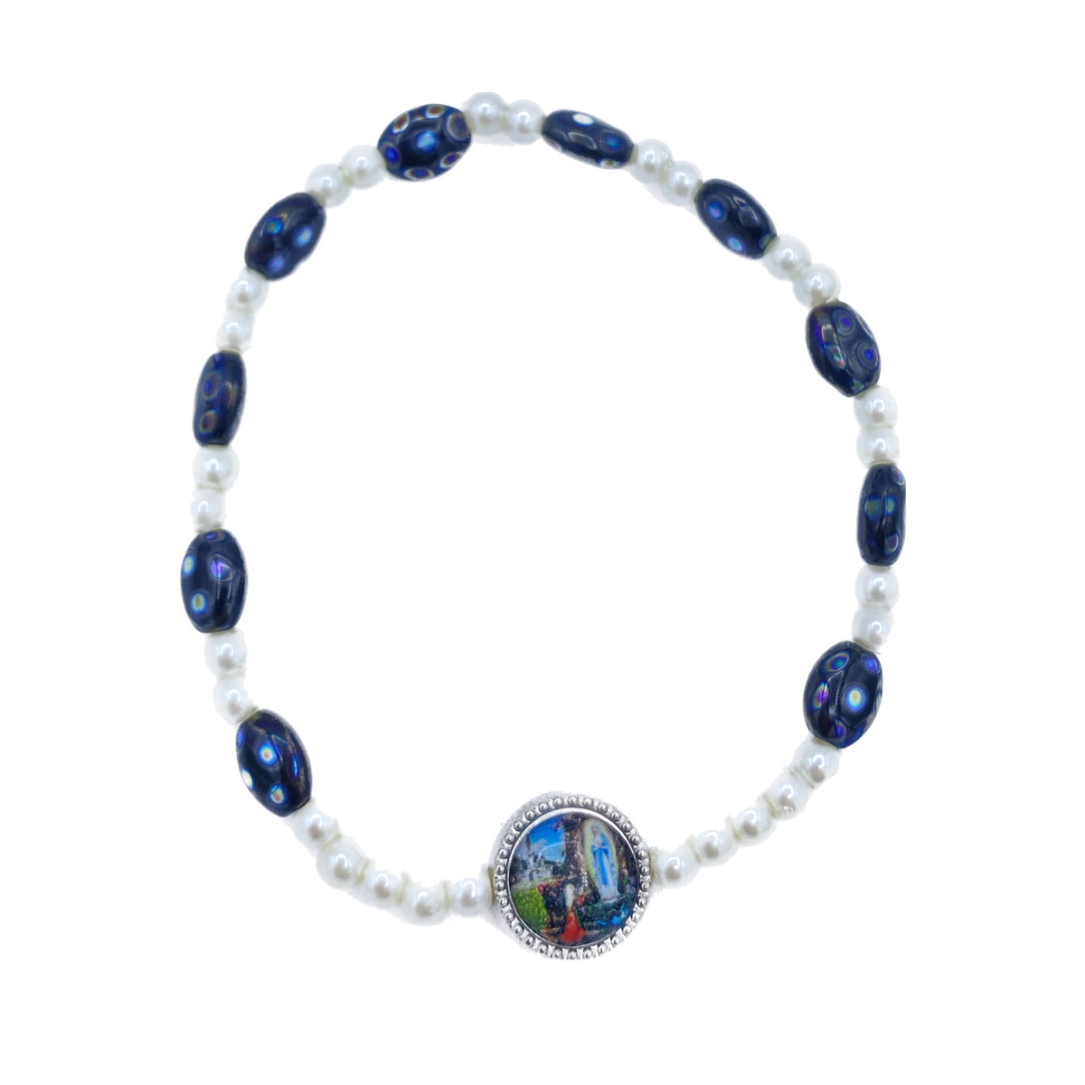 エラスティックパールブレスレット+ブラックオーバルパール