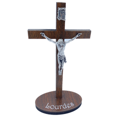 CRUXIFIX - CROIX BOIS SOCLE OVALE LOURDES