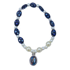 エラスティック パール ブレスレット - オーバル パール