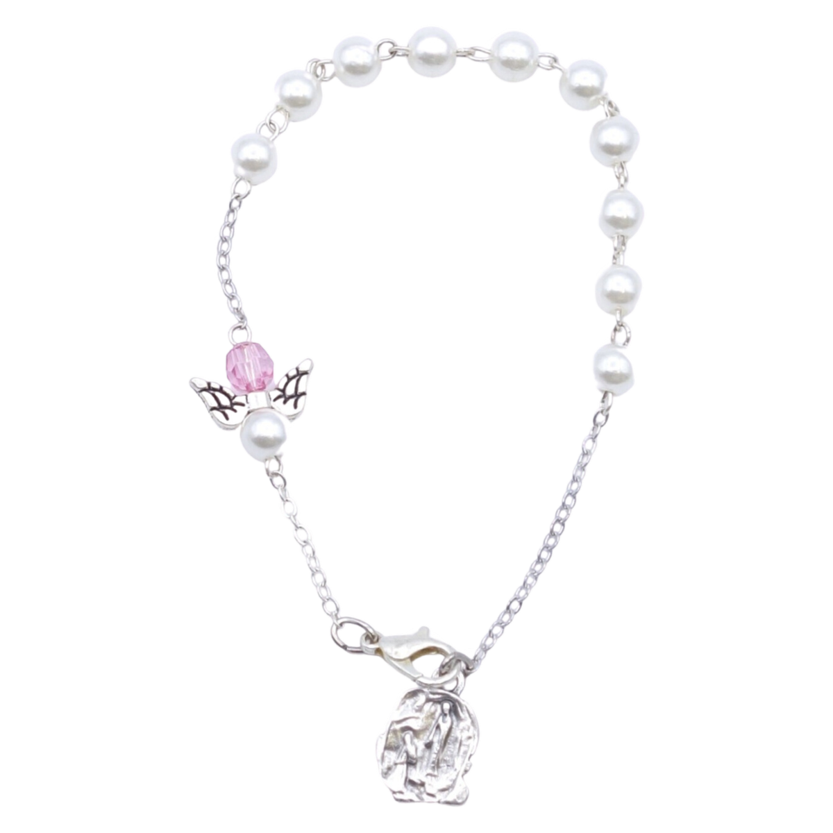 イミテーションピンクパールブレスレットとチェーン上の鳩