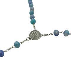 Chapelet, Pierres Colorées, Croix 4 cm, Cœur Apparition & Capsule d’Eau de Lourdes