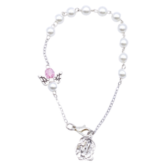 イミテーションピンクパールブレスレットとチェーン上の鳩