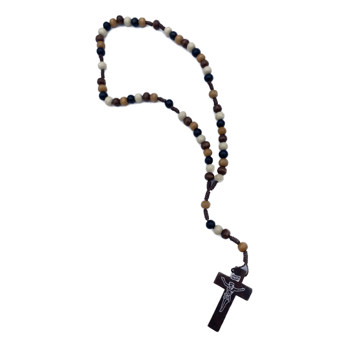 Chapelet bois corde - mix 4 couleurs