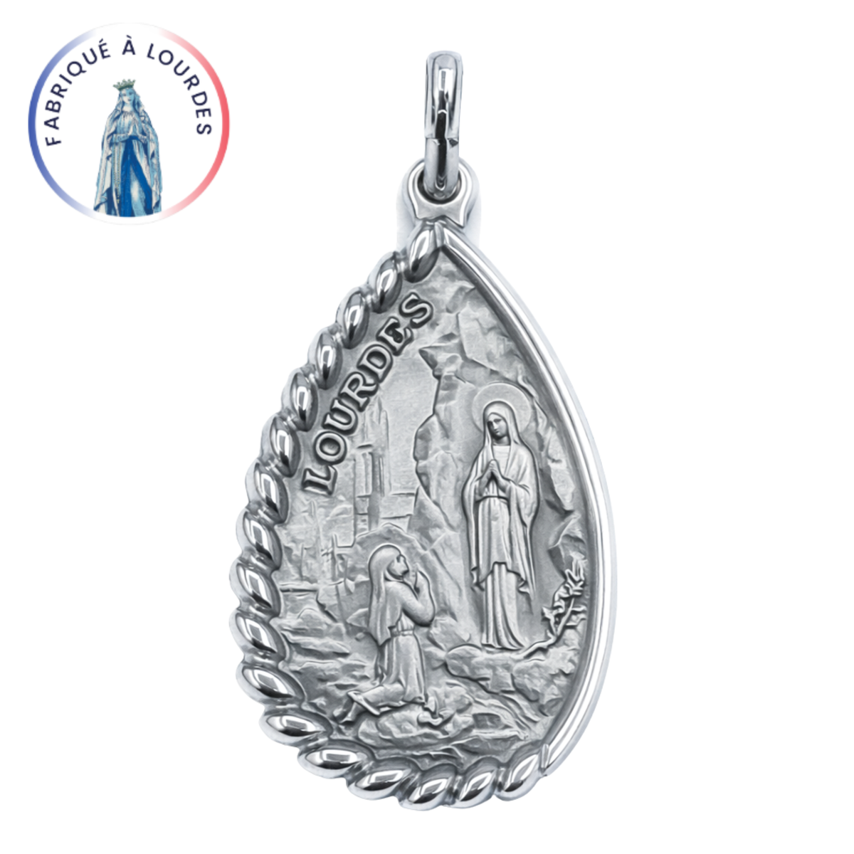 Médaille apparition argent 925 ovale 25 mm - SERAL I Souvenirs de Lourdes
